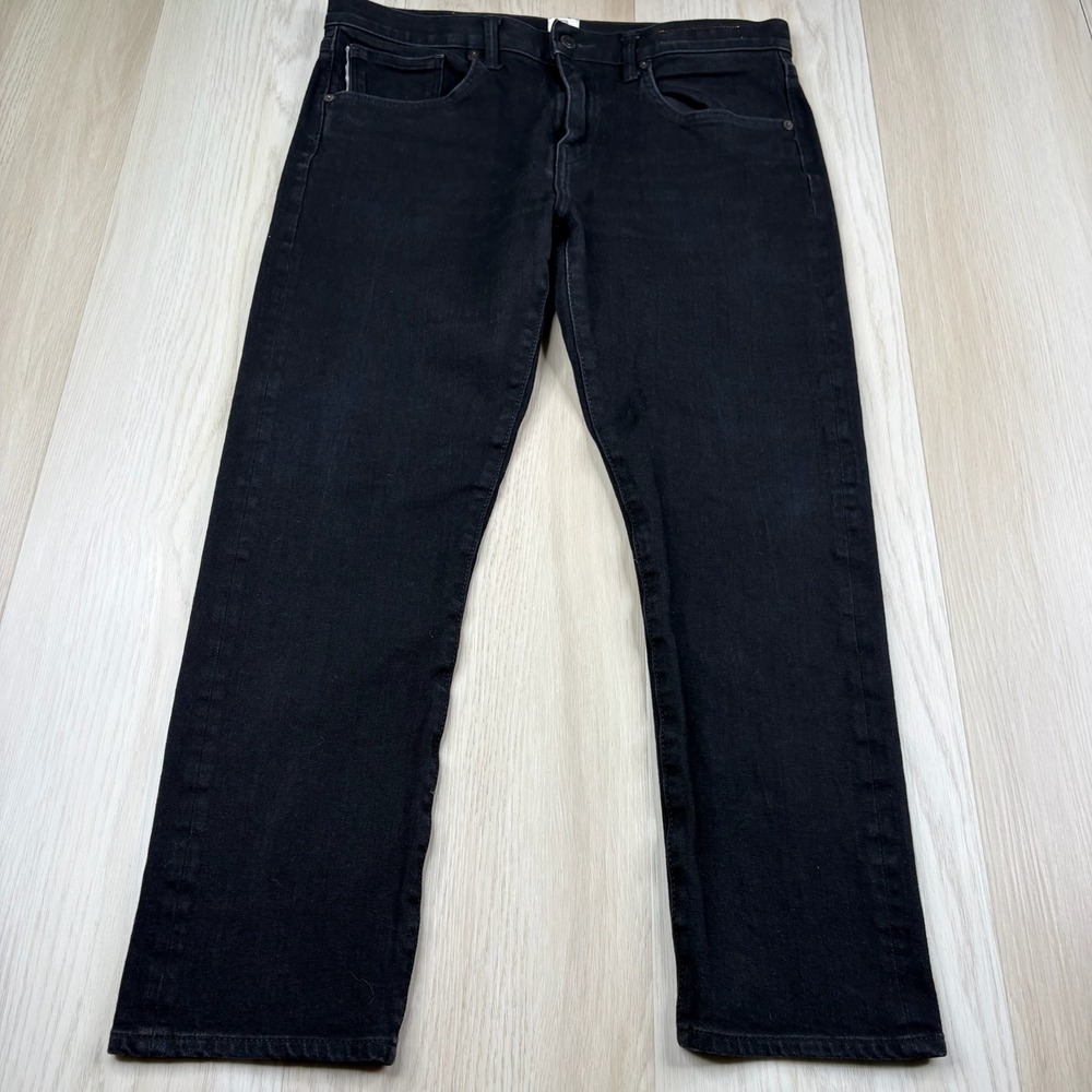 HIROSHI KATO Mens Black 4 Way Stretch Comfort Straight Ankle Denim Jeans Size 33